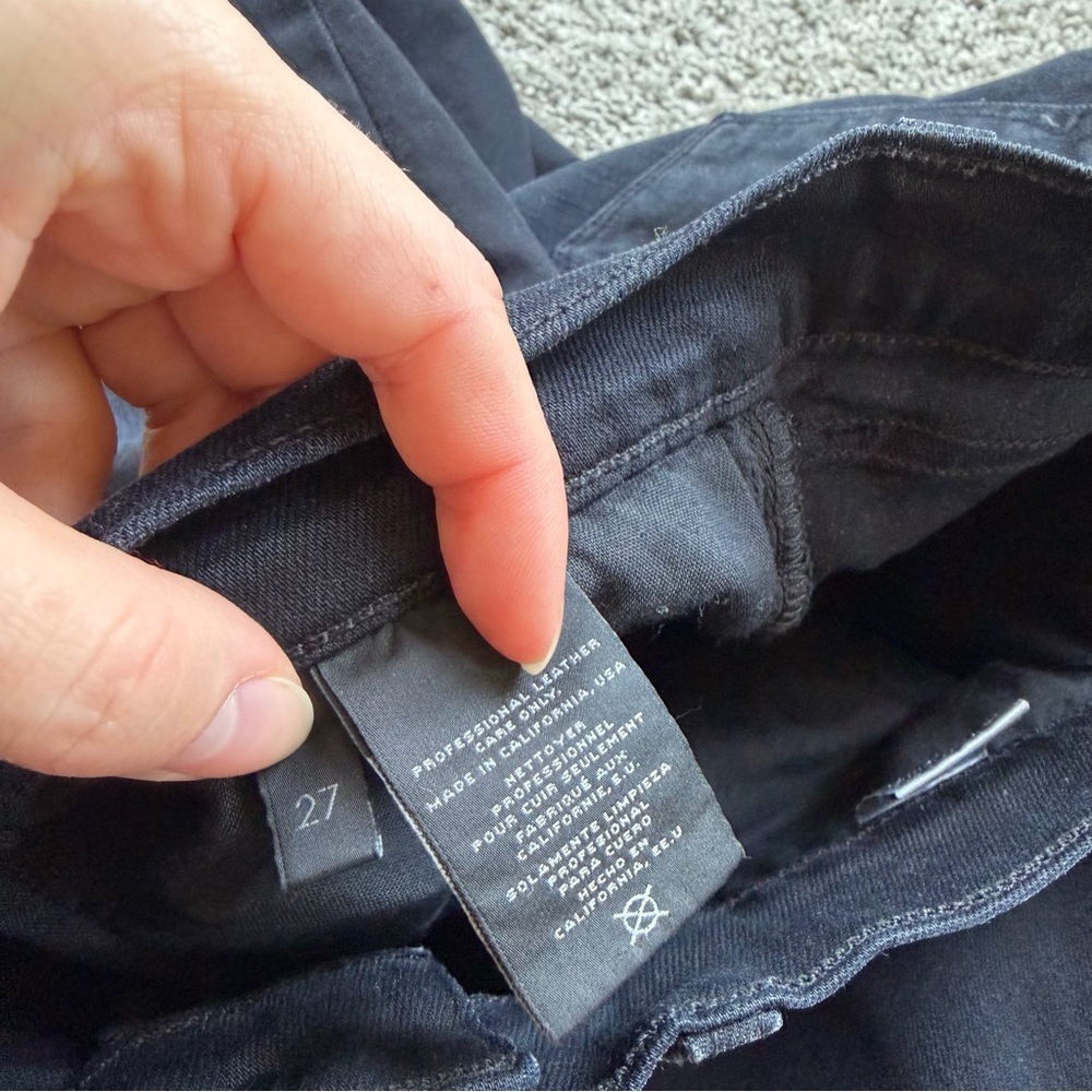 J Brand Black Skinny Alley Cat Zip-Off Lamb Leather Cuff Skinny Jeans Size 27 - Picture 9 of 10